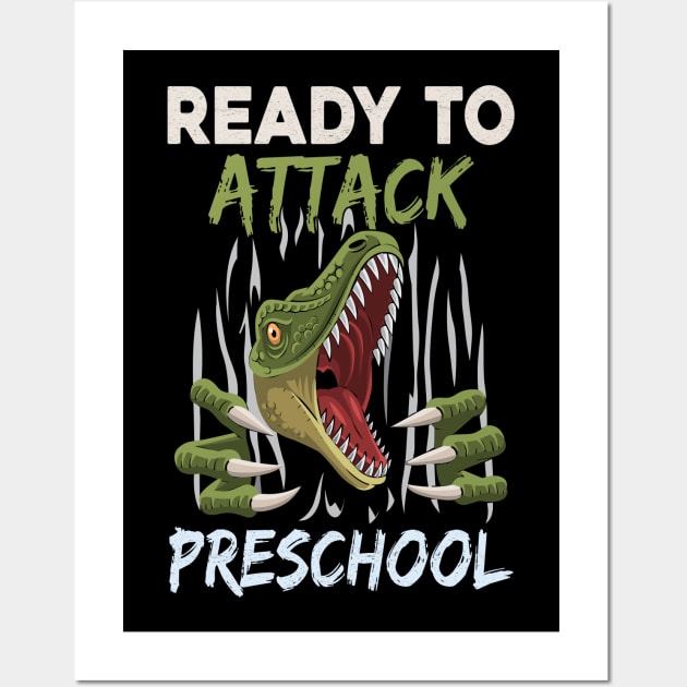 Dinosaur Kids Ready To Attack Preschool Boys Back To School Wall Art by kateeleone97023